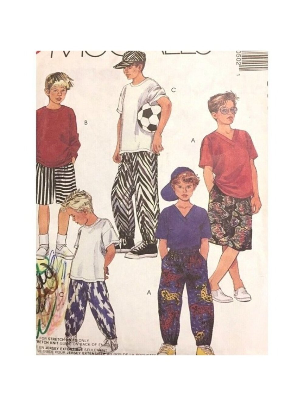 VTG Sew Pattern McCalls 6050 BOY/Children Top T-Shirt Shorts Pants Hat 4-6 U/C